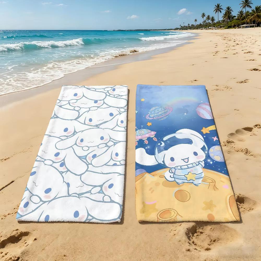 C-Cinnamoroll Cartoon S-Sanrio Beach Towel, Super Absorbent Quick Drying Summer Towel for Outdoor Camping Pool Travel Gift