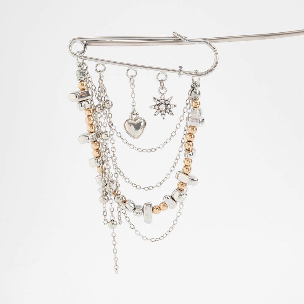 Irregular Ccb Beaded Brooch Sparkling Tassel Brooch For Women Ankle Chain Jewelry High-Quality Heart Pendant Brooch For Gift