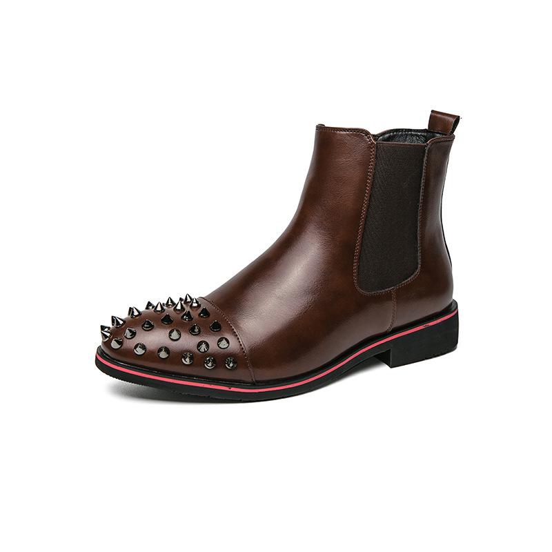 Men s European Rivet Chelsea Boots: British Business Casual & Korean Style Nightclub Leather Pull-ons 43