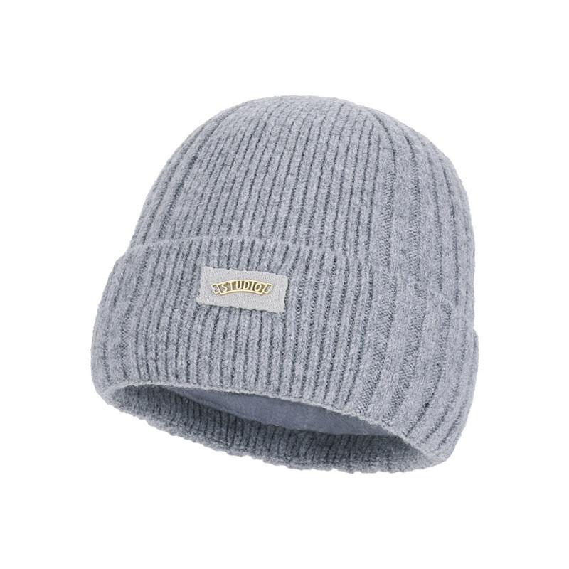 Winter Knit Cap For Men With Fleece Lining Insulation Casual Outdoor Accessory Gray