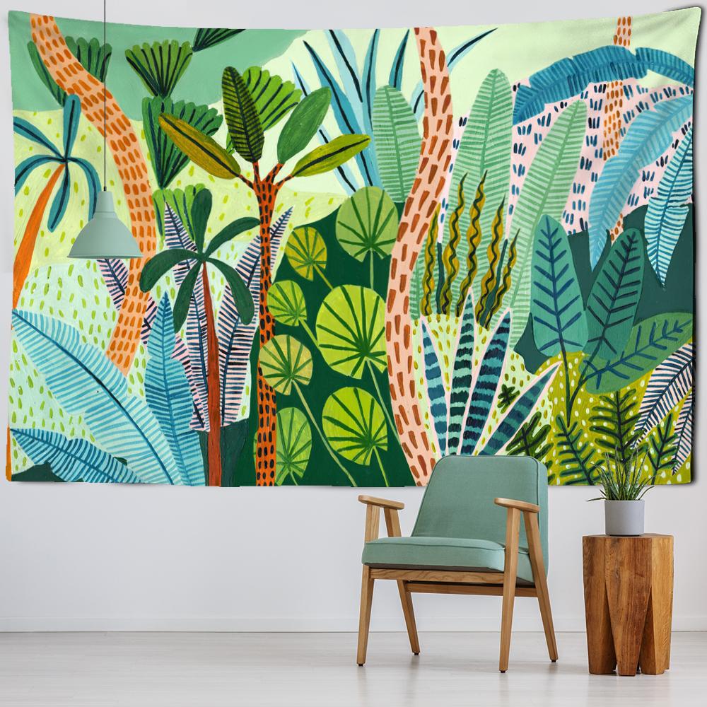 Oil Painting Tropical Plants Tapestry Wall Hanging Living Room Bedroom Headboard Wall Art Sheets Home Decor