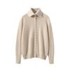 Women's Soft Solid Color Cashmere Knit Cardigan with POLO Collar
