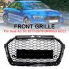 Honeycomb Mesh Front Bumper Grille Fit A3 8V 2017-2019 RS3 Style Black