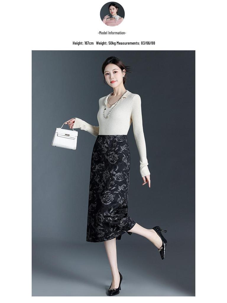 Jacquard A-Line Mid-Length Skirt: Women's 2026 Chinese Style Spring/Summer Fashion.