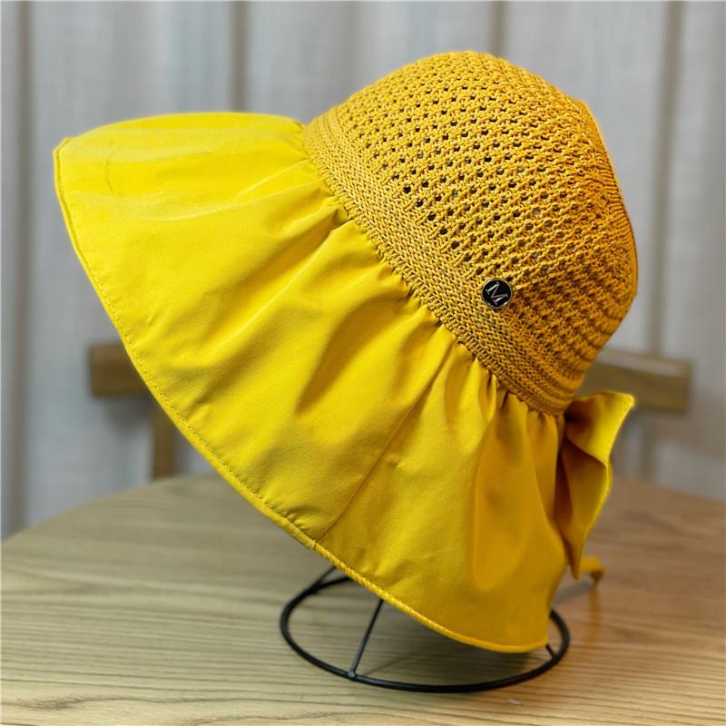 2022 Summer Wide Brim Sun Hat Women's Breathable Fishing Hat Adjustable Ponytail Sun Hat