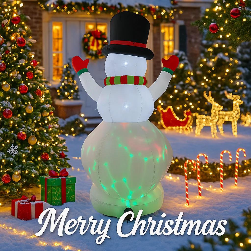7.8FT LED Inflatable Yard Decor Xmas Snowman Christmas Tree Home Decoration Ornament Festive Toy Gift Supplies Holiday Decor
