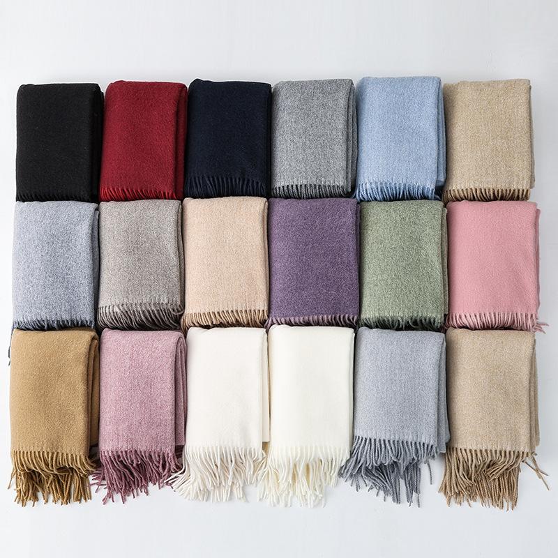 Wool Scarf Korean Style Atmosphere Double Sided Scarf Women's Autumn and Winter Warm Men's Shawl Versatile Cashmere Scarf
