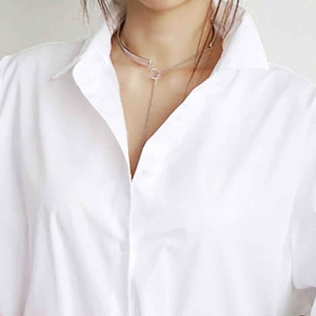 

Women s Long Necklace Layered Round Chain Point Choker gold chain