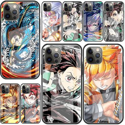 Etui Szklane Anime Demon Slayer Dla Apple iPhone 14 11 13 Pro 12 7 8 Plus SE 2022 XR X XS Max 6 6S Hartowane Etui na Telefon