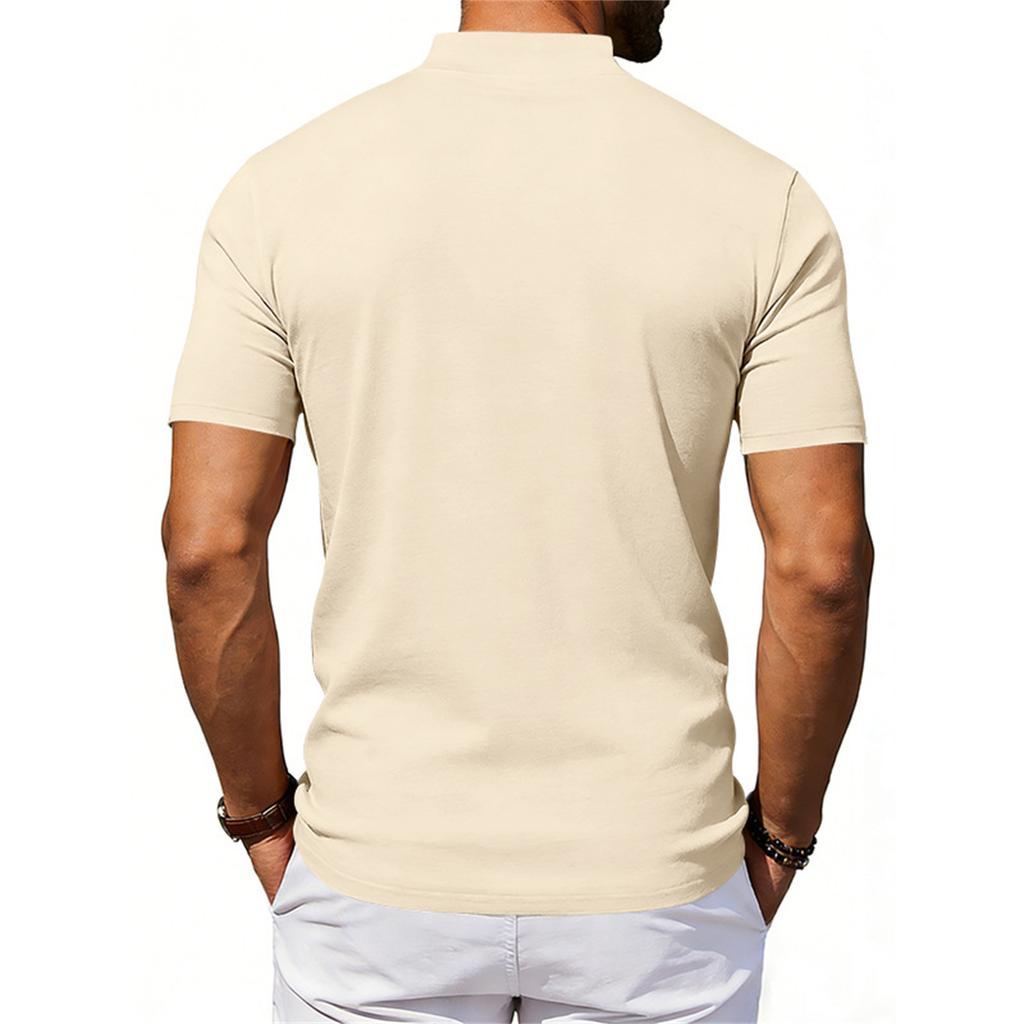 Ανδρικό T-shirt με στρογγυλή λαιμόκοψη κοντομάνικο Κλασική εφαρμογή Μαλακό βαμβακερό jersey Μονόχρωμο Βασικό T-shirt Καθημερινό Top