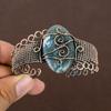 Natural Green Aventurine Gemstone Handmade Copper Wire Wrap Bangle Adj. H4d32