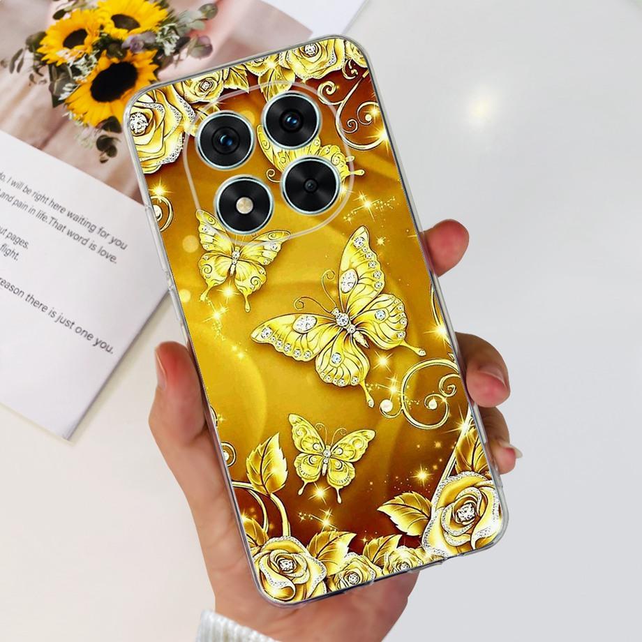For Xiaomi Redmi Note 14 14Pro Case Coque Soft Silicone Back Cover Flower Butterfly Love Heart Clear Funda Redmi Note14 Pro Capa