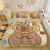 Motivo capibara dei cartoni animati, Set di biancheria da letto in microfibra, Biancheria da letto per bambini con cerniera, Decorazione per la stanza, Copripiumino per adolescenti e adulti, Set da 3 pezzi