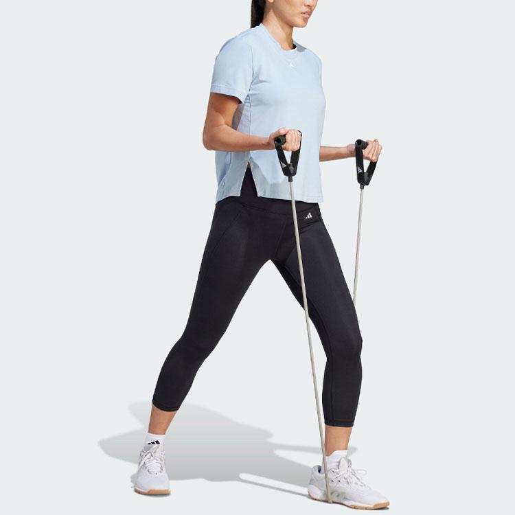 Adidas Versatile Tee Quick-Dry Fitness Short Sleeve T-Shirt Women Tops Light-Blue IL1366