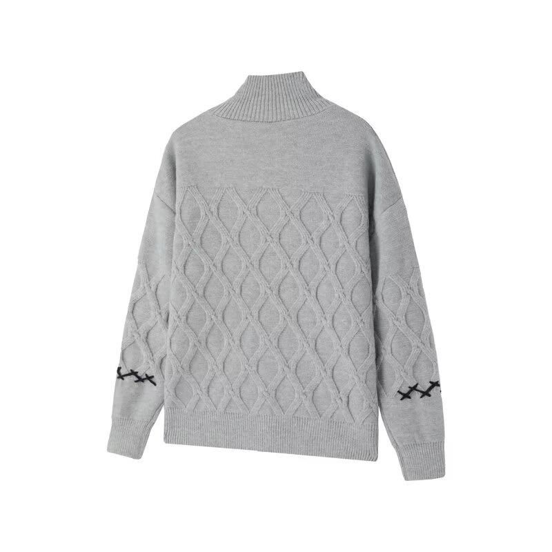 

Men s 2025 Autumn/Winter V-neck Retro Casual Knit Cardigan Sweater - Solid Color Outerwear M сірий колір