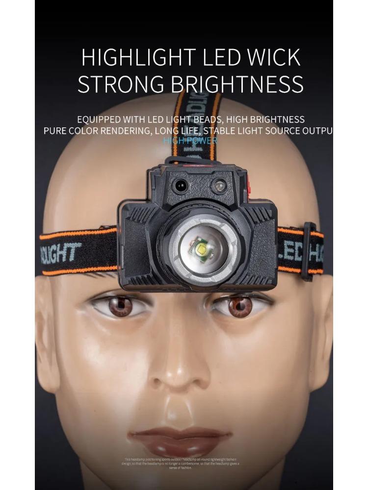 Intelligent Sensor LED Headlamp Rechargeable Head Lamps Flashlight 2* 18650 Battery Power Bank 500LM Outdoor Camping Headlight
