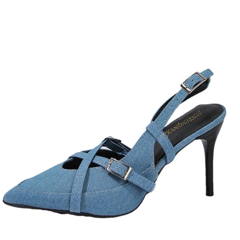 Fashion Sexy High Heels Women Shoes Pointed Toe Shallow Slingback Sandals 2024 Designer New Trend Pumps Slippers Party Dress Mujer Shoes