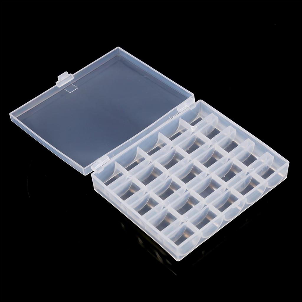 1pc Plastic Empty Bobbins Case Sewing Machine Bobbin Organizer Storage Clear Box for 25 Spools