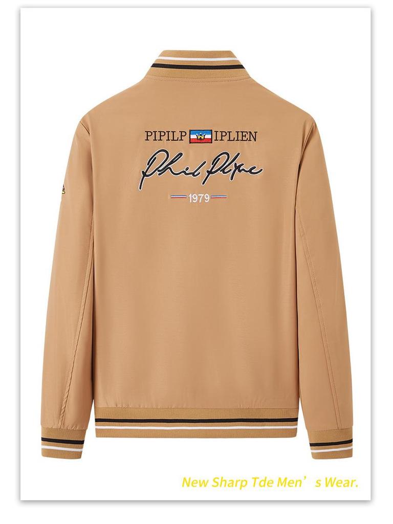 European Style Spring Luxury Baseball Jacket with Earth Embroidery Men's Casual Fashion Trend