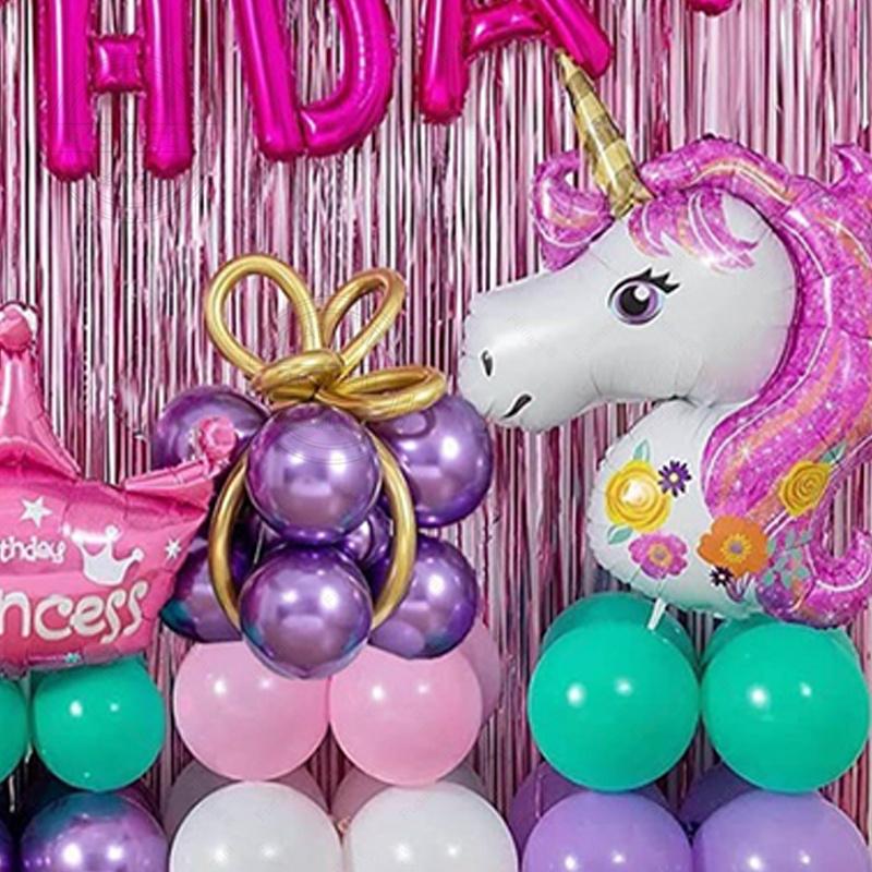 New Unicorn Themed Balloon Party Set Birthday Party Baby Shower Arrangement Aluminum Film Column Digital Latex Balloon Arrangeme