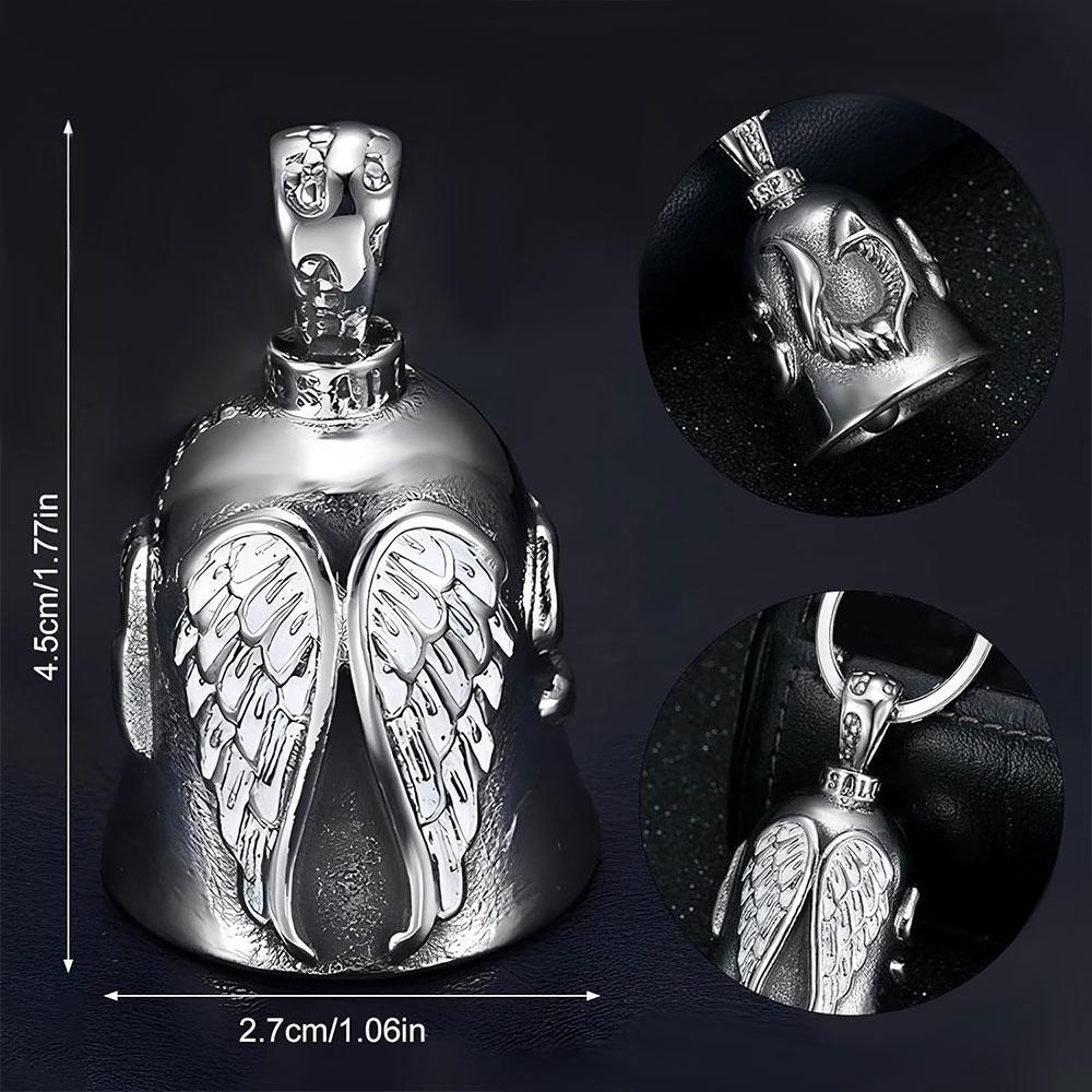 1PC Motorcycle Bell With Hanger For Angel Wings Good Luck Biker Bells Vehicle Accessories Car Sticker
