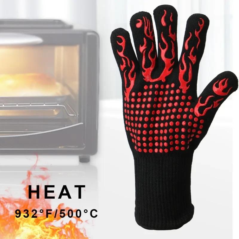 D5 Hot 500/800 Degree Heat Resistant Gloves Microwave Oven BBQ Mittens Gloves Aramid Gloves Cooking Baking Kitchen Accessories