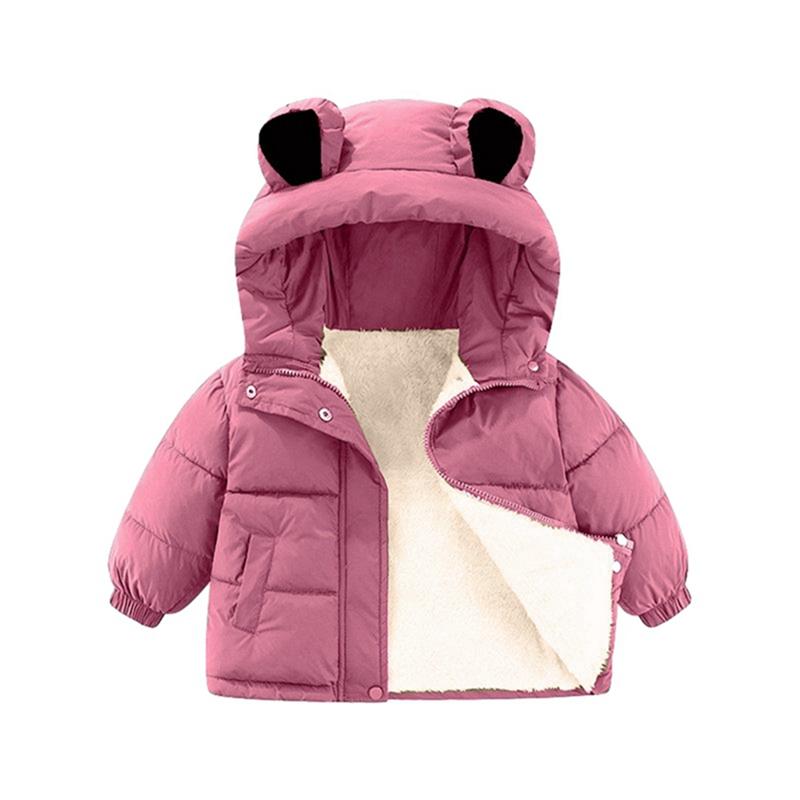 1-7 Years Kids Warm Hooded Coat Windproof Fleece Jacket
