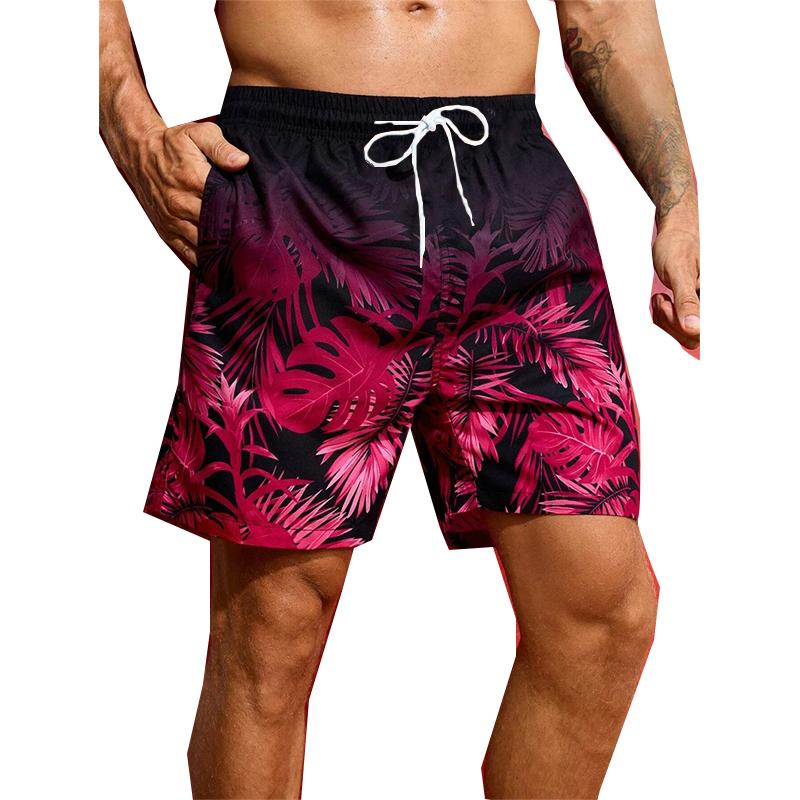 

3D Print Palm Leaf Sport Moisture-Wicking Men Kid Outdoor Street Casual Beach Vacation Hawaiian Surfing Child Short Pants Summer 2XL червоний