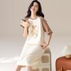 Women's Pure Cotton Short Sleeve Maternity Nightgown - Round Neck, Loose Fit, Sweet Summer Pajama Dress
