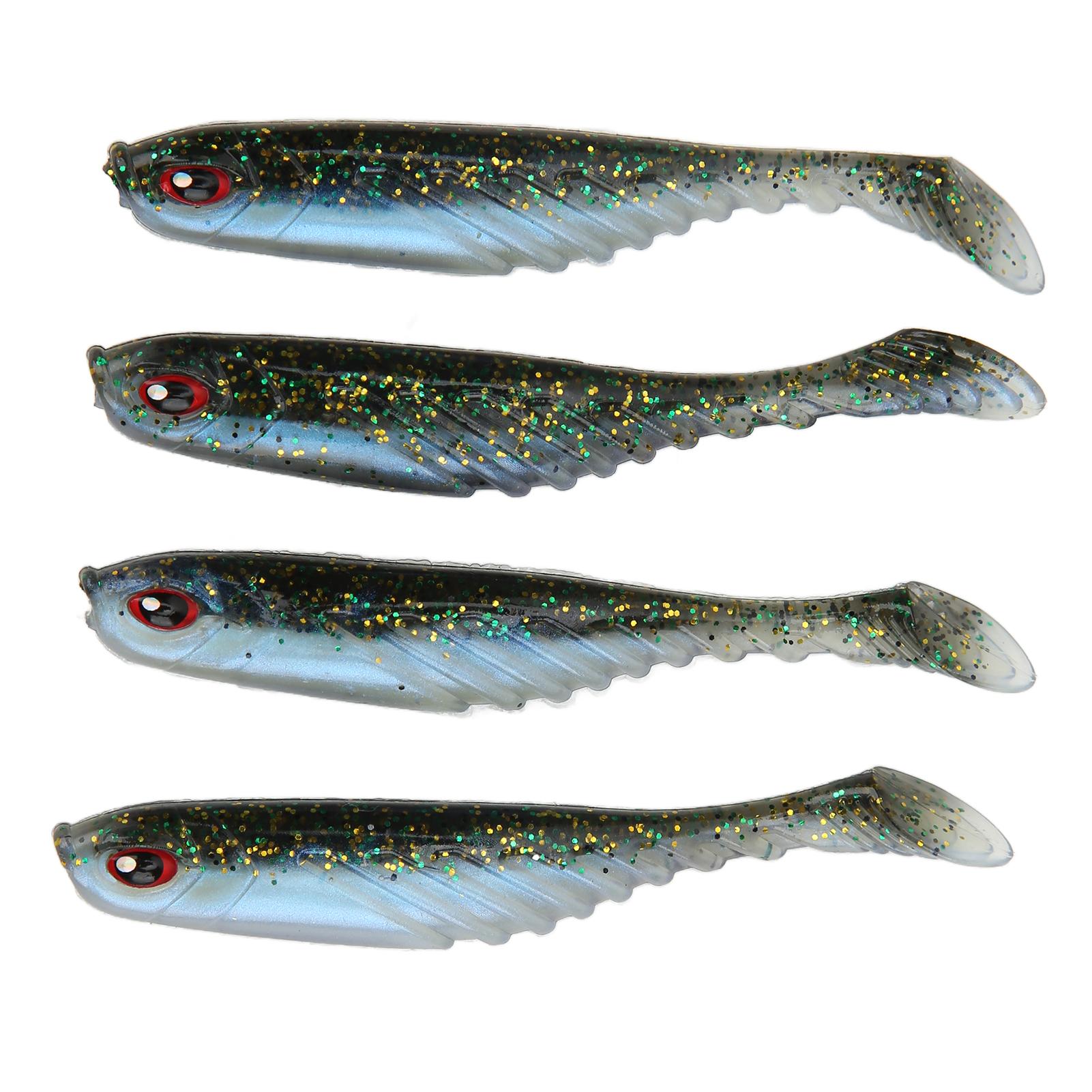 

4PCS AR48 75mm 3.2g T Tail Soft PVC Bait Double Colors Jigging Wobblers Aritificial Lure Black