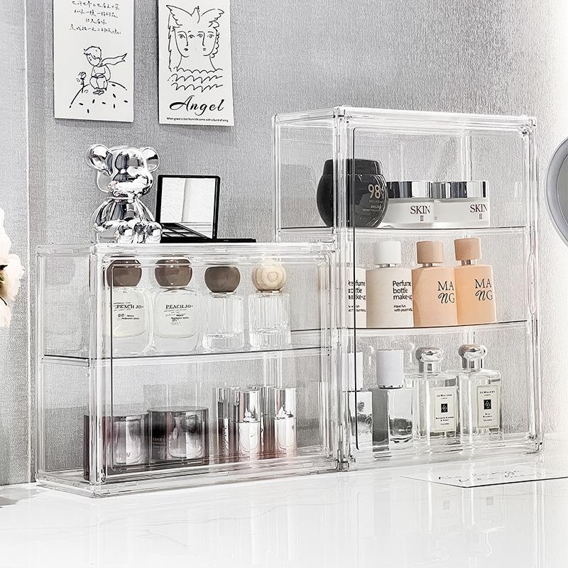 Transparante Acryl Make-up Organizer Stofdichte Opbergdoos Parfum Huidverzorging Vitrine Blind Box Figuur Organizer Plank