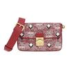 New MCM Jacquard Fabric, Nappa Leather Crossbody Bag, Shoulder Bag Small Women's Red MWRBATQ04RE001