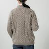 Cooper Cable Crew Neck Made in Winter J.M. Women's Cardigan, England, Wool, Thick, (Size L, Beige)