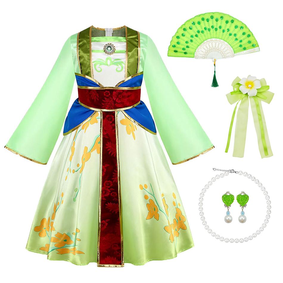 Enfants Mulan Cosplay Robe de Princesse Filles Style Chinois Hanfu Costume Traditionnel Enfants Anniversaire Fête de Carnaval Vêtements de Fée