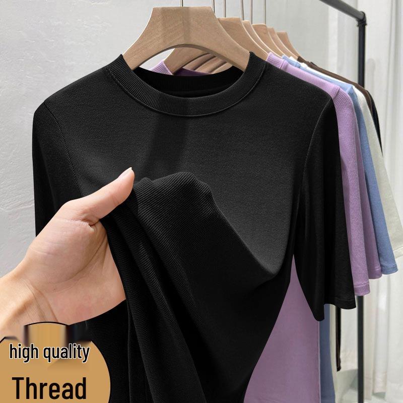 Damen Koreanischer Stil Gerippt Übergröße 3/4 Ärmel Einfarbig Schlankmachend Elegant T-Shirt