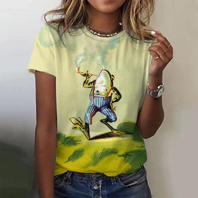 Summer Round Neck Harajuku Women's Top Fashion 3d Cartoon Printed Pattern