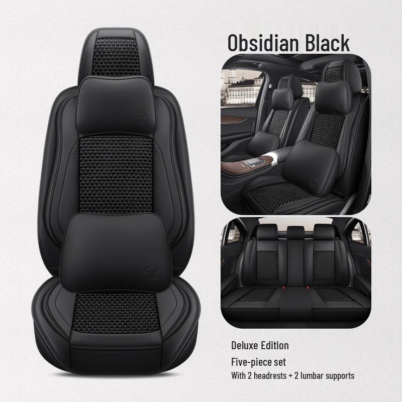 BS38 Ice Silk Leather All-Season Car Seat Cushion - Universal Fit for SUV, Sedan, Pickup, Off-Road Vehicle.