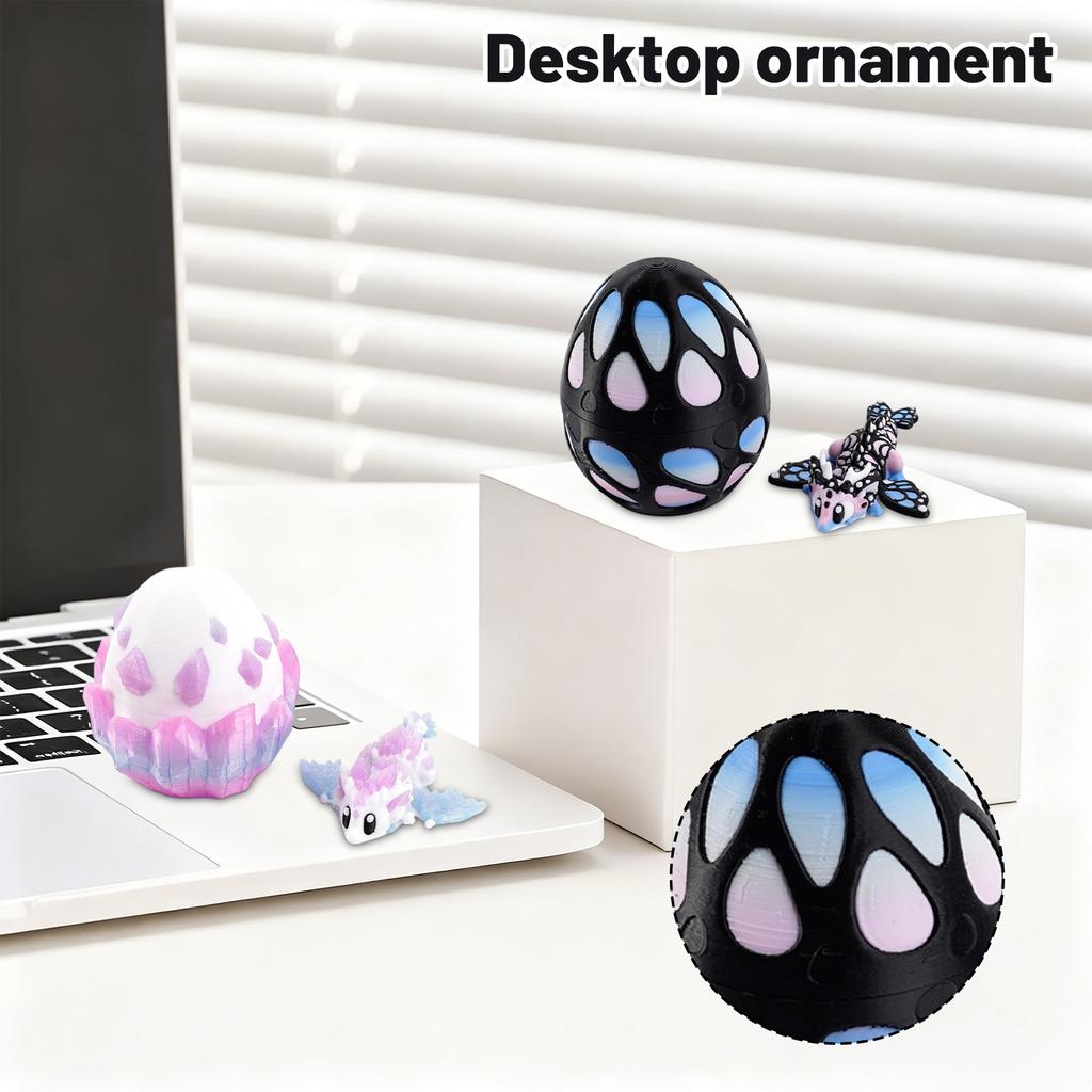 3D Printed Dragon Egg Set, Cool 3D Printed Possessive Crystal Dragon Toy, Cute Desktop Decoration