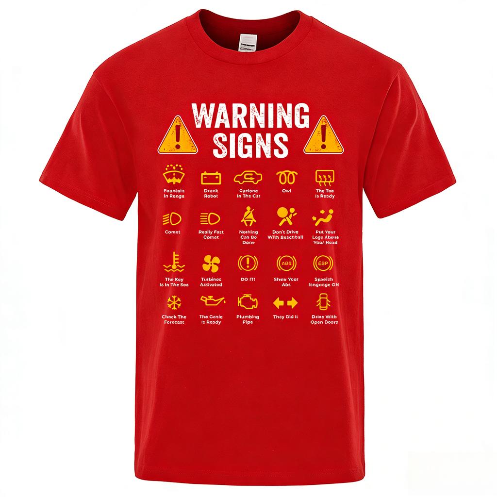 Cotton Driving Warning Signs Auto Mechanic Gift Driver Funny Print Tshirt Fashion Casual Big Size Tshirt Unisex Tops Tees