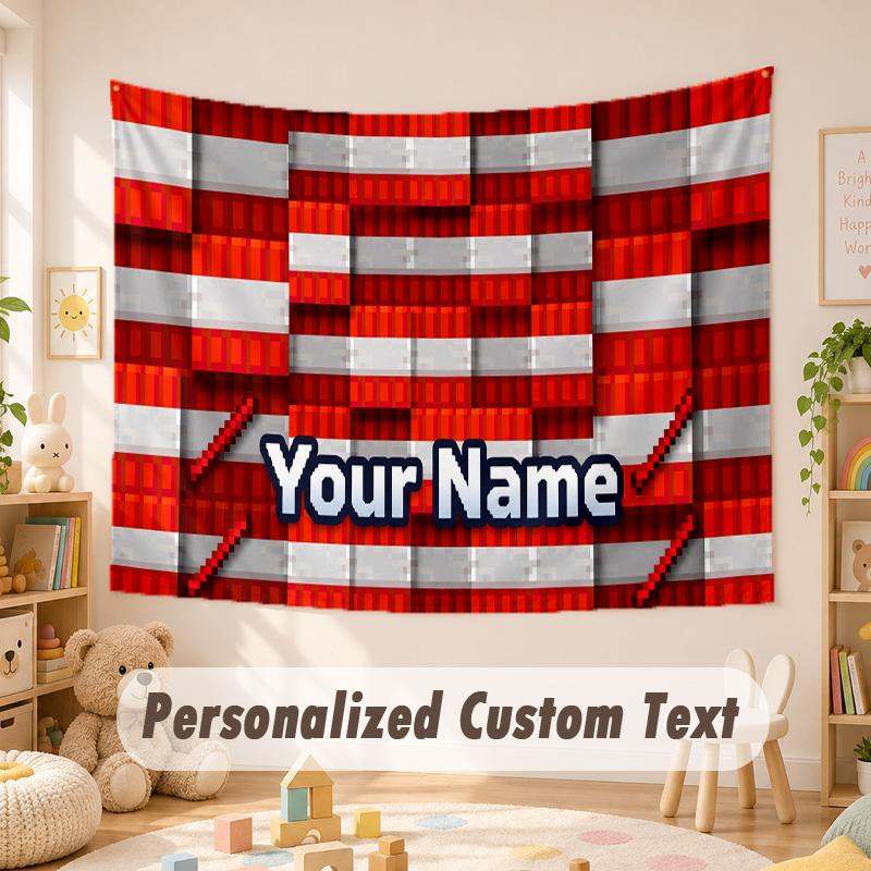 Custom Name Text Tapestry,Minecraft Boho Wall Hanging, Decorative Backdrop Tapestry For Room