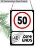 2D Flat, 1pc Vintage 50th Birthday Aluminium Sign "40 Zone Ends, 50 Speed Limit"- 8"x12" Rustic Birthday Party Decor, Funny Over-the-Hill Wall Art