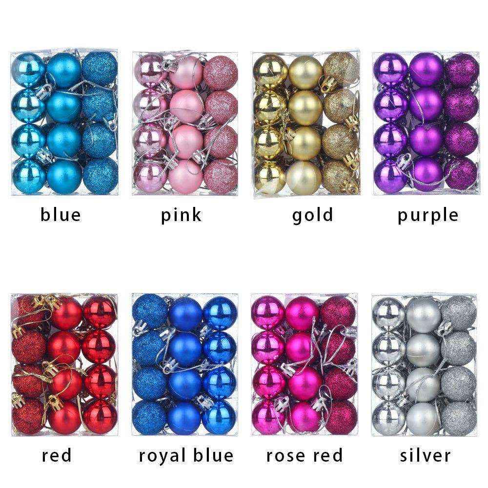 24PCS New Year Small Bauble Home Christmas Tree Decoration Christmas Ball Christmas Tree Balls Hanging Tree Pendants