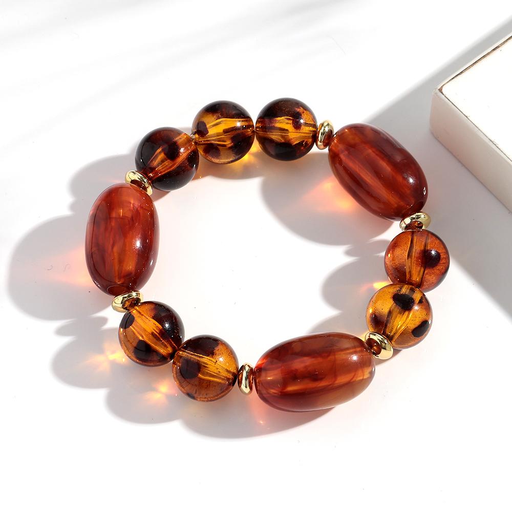 Vintage Amber Resin Round Beads Choker Necklace for Women Trendy Acrylic Circle Beaded Chain Handmade Necklaces Popular Jewelry