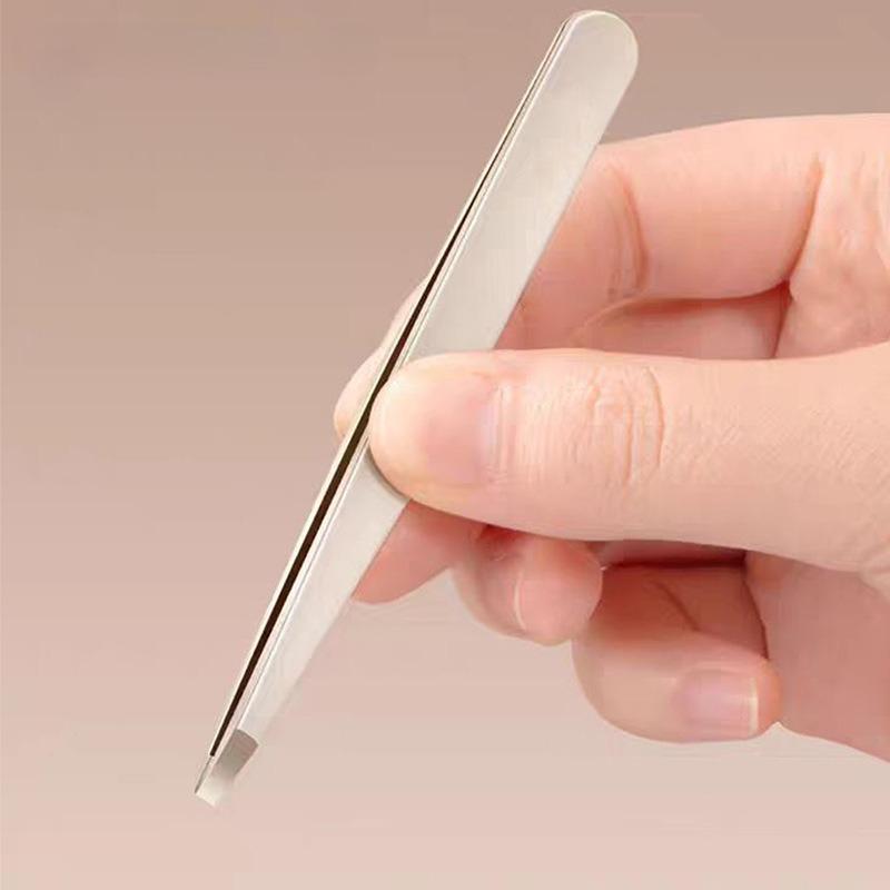 Stainless Steel Precision Tweezers for Eyebrows, Eyelashes, Beard & Mustache High-Accuracy Round Head, Seamless Clamping