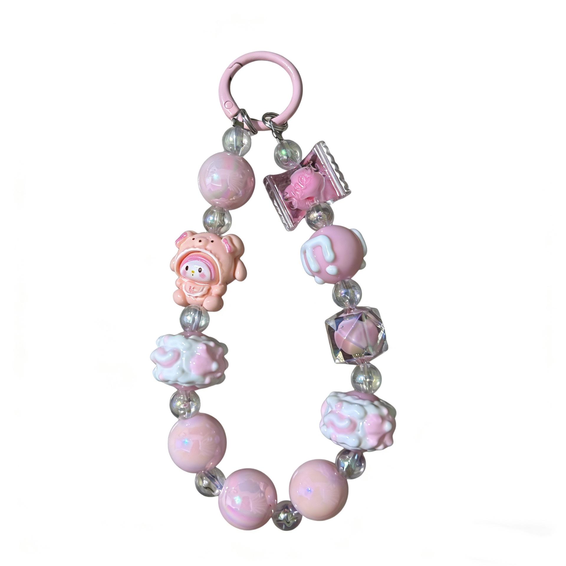 

Sanrio Kuromi Hand-painted Beaded Phone Lanyard & Bag Keychain Pendant A розовый