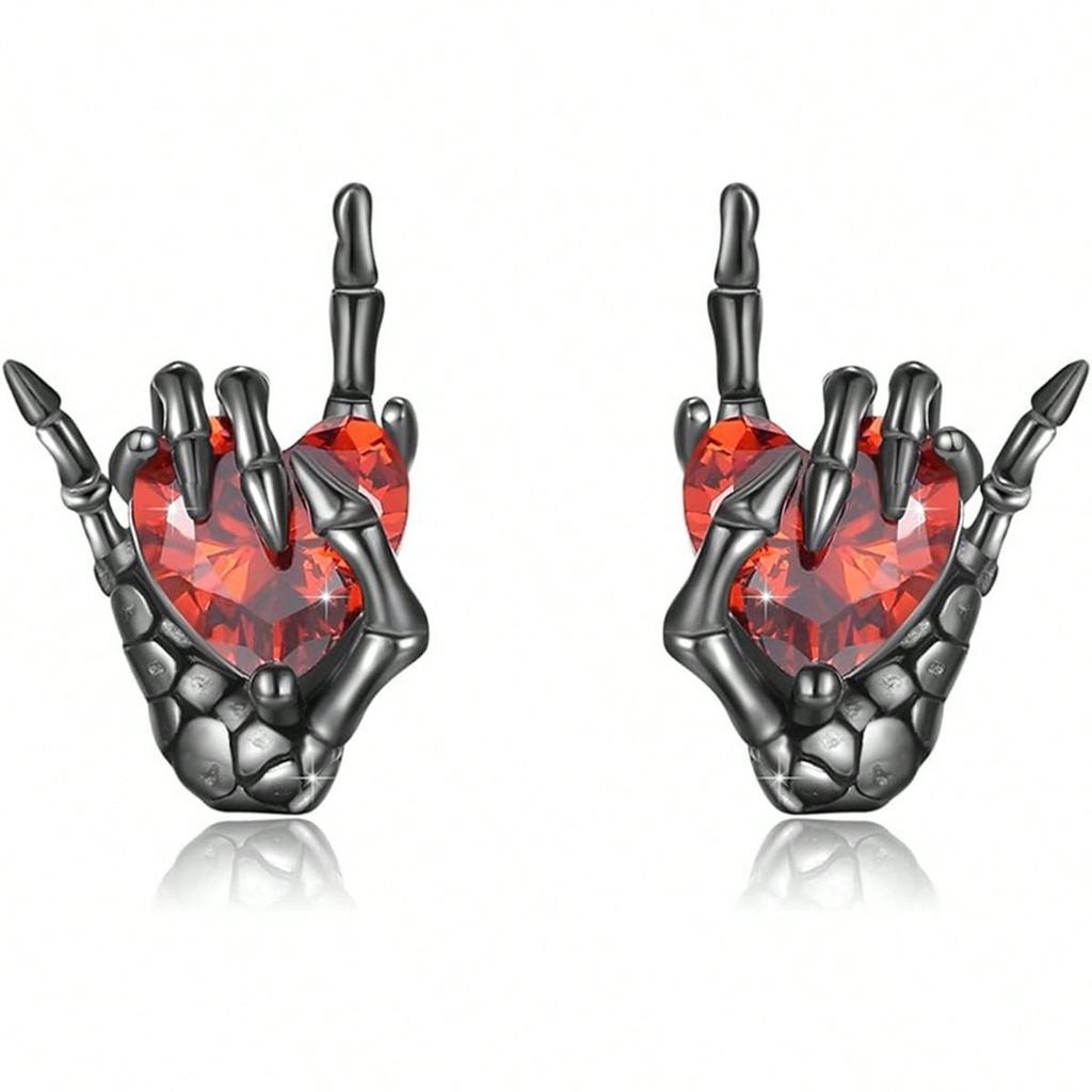 1Pc/4Pc Creative Fashion Easter Halloween Palm Love Earrings Skull Angel Wings Earrings