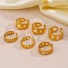1Pcs Stainless Steel Geometric Chain Hollow Ring For Women Trendy Simple Personality Open Ring Waterproof Jewelry Accessories