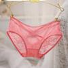 Ladies Spring and Summer Sexy Lace Bow Splicing Mesh Cross Hollow Low Waist Pure Cotton Crotch Underwear