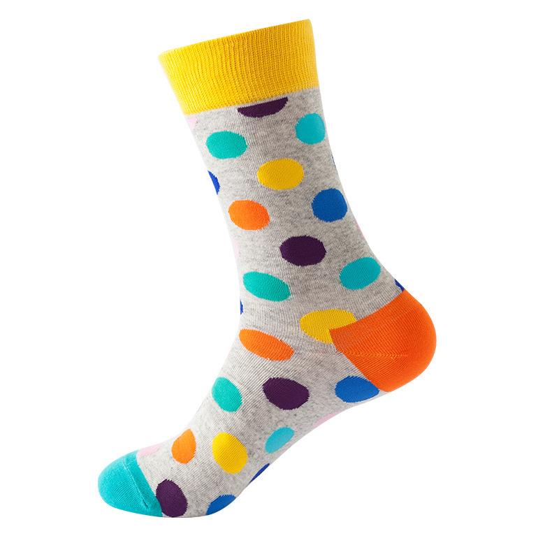 Hundreds Fashion Business Men 100% Cotton Happy Lattice Socks Unisex Boys Combed Hip Hop Street Skateboard Funny High Sox Set