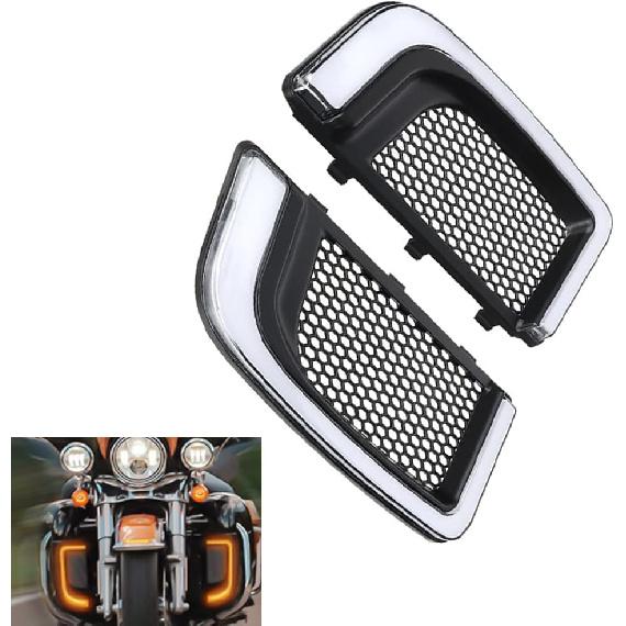 Fairing Lower Grill LED Turn Signal Lights, Tracer LED Running Light/Turn Signal Fairing Lower Grills, Chrome